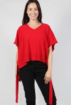 Tie Sides Sweater Vest in Red