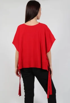 Tie Sides Sweater Vest in Red