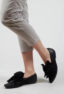 Tied Bow Slip On Shoes in Black