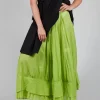 Tiered Long Skirt in Electric Green