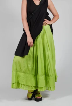 Tiered Long Skirt in Electric Green