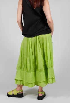 Tiered Long Skirt in Electric Green