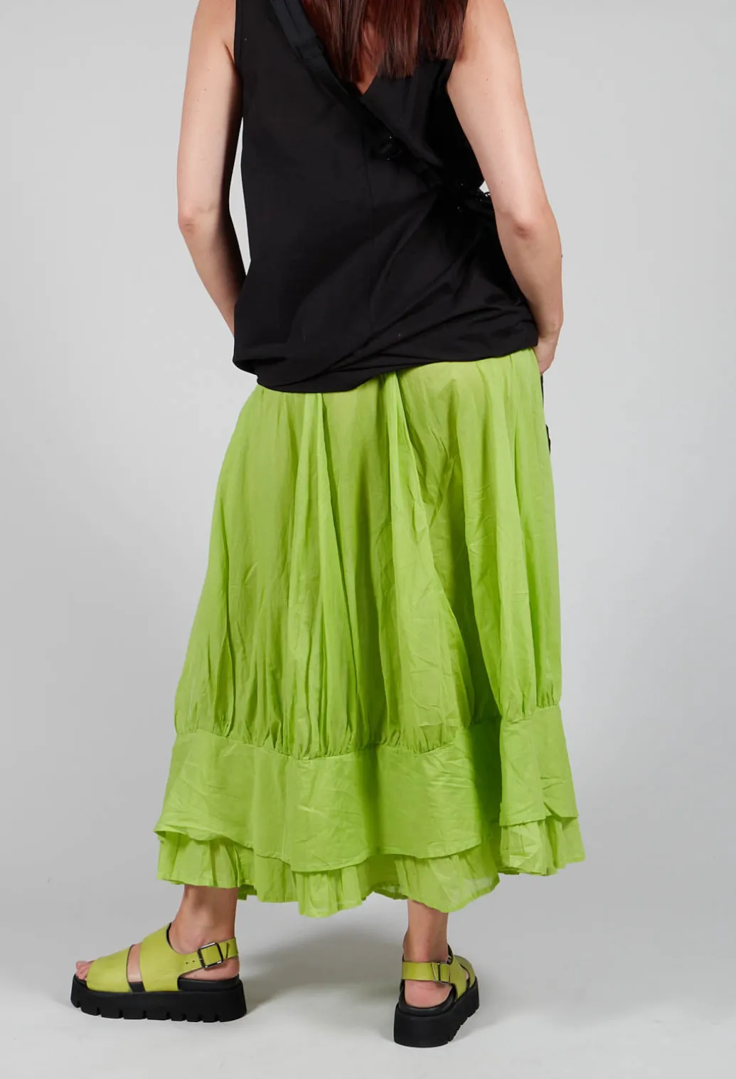 Tiered Long Skirt in Electric Green