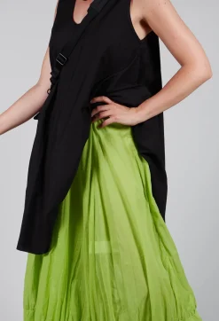 Tiered Long Skirt in Electric Green