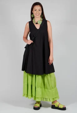 Tiered Long Skirt in Electric Green