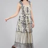 Timeo Aztec Dress in Ecru