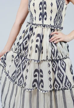 Timeo Aztec Dress in Ecru