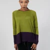 Top Key Round Neck in Charteuse and Petunia