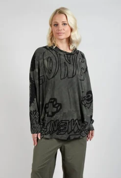 Top with Lettering Design in Camp Print