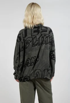 Top with Lettering Design in Camp Print