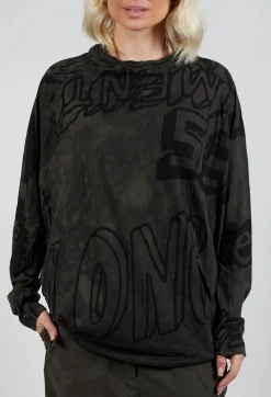Top with Lettering Design in Jungle Print