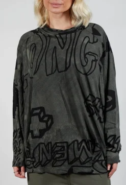 Top with Lettering Design in Camp Print
