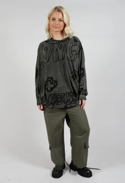 Top with Lettering Design in Camp Print