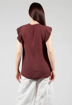 Top with Pleated Ruffles in Cocoa