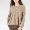 Top with Tartan Wool in Beige