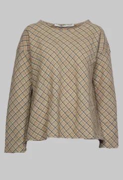 Top with Tartan Wool in Beige