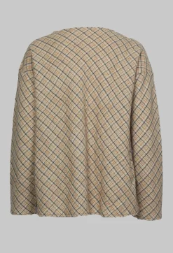 Top with Tartan Wool in Beige