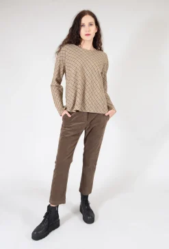 Top with Tartan Wool in Beige