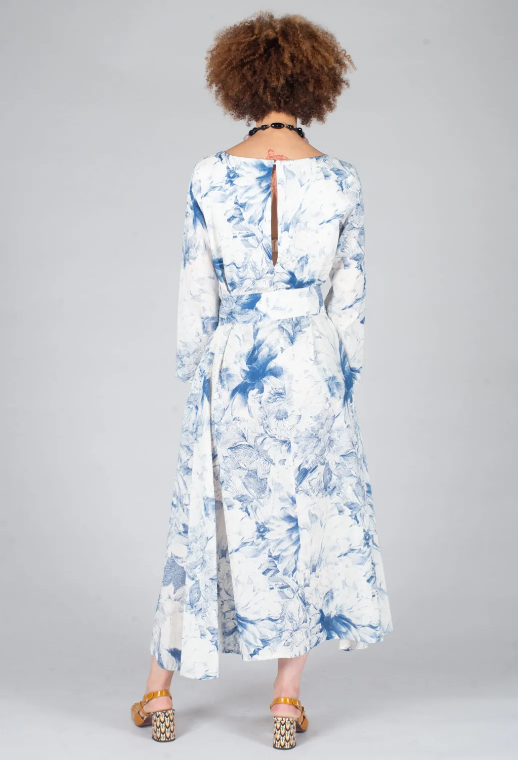 Topazio Belted Dress in Blu Panna
