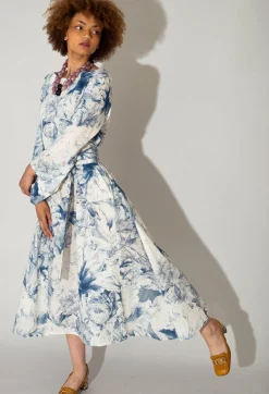 Topazio Belted Dress in Blu Panna