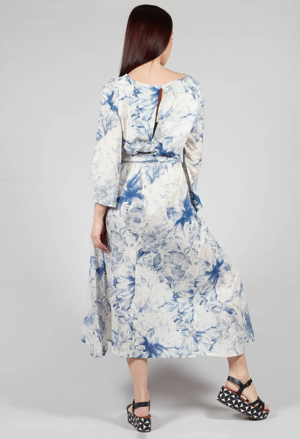 Topazio Belted Dress in Blu Panna