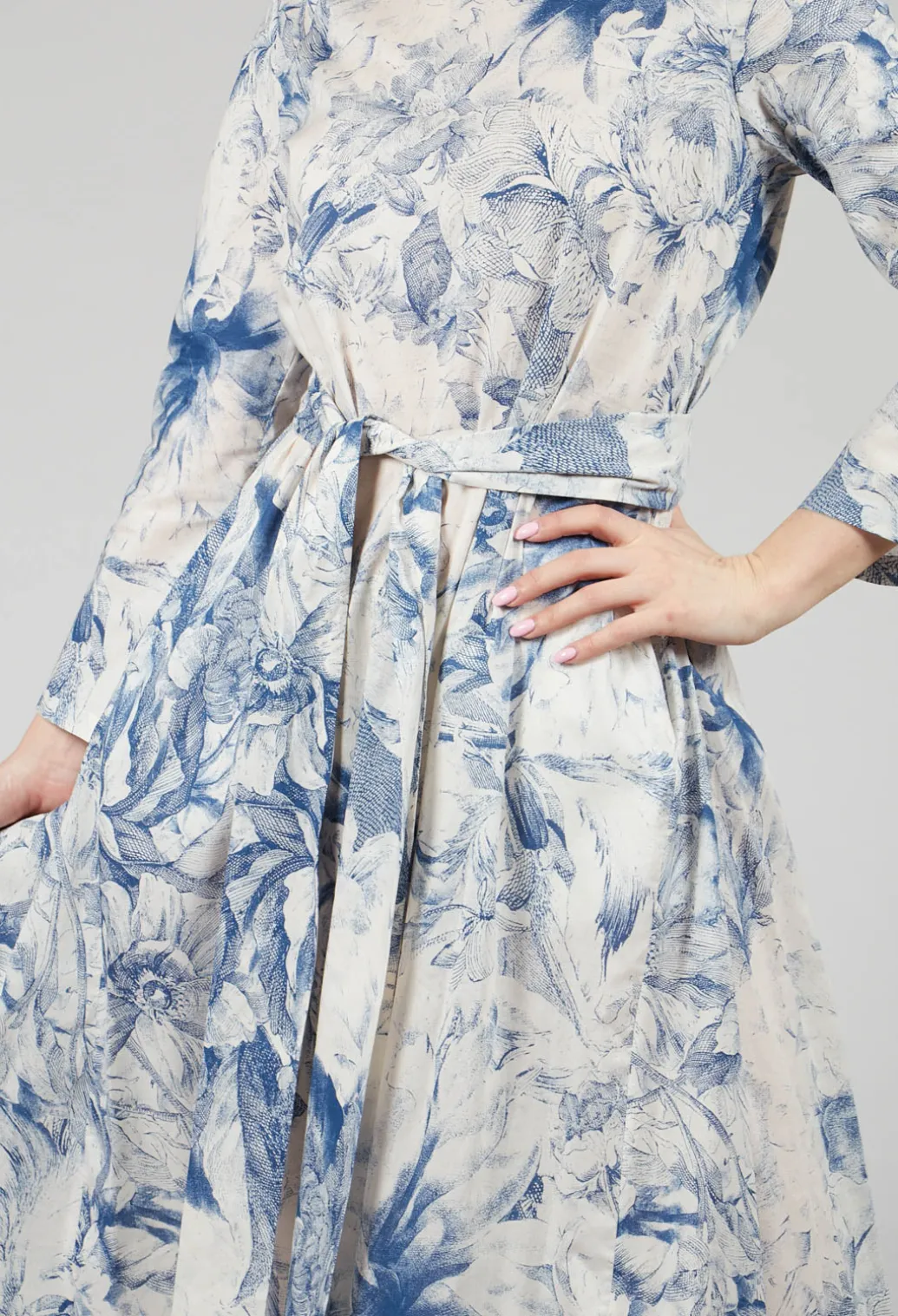 Topazio Belted Dress in Blu Panna