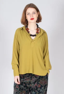 Torre Collared Blouse in Olio Yellow