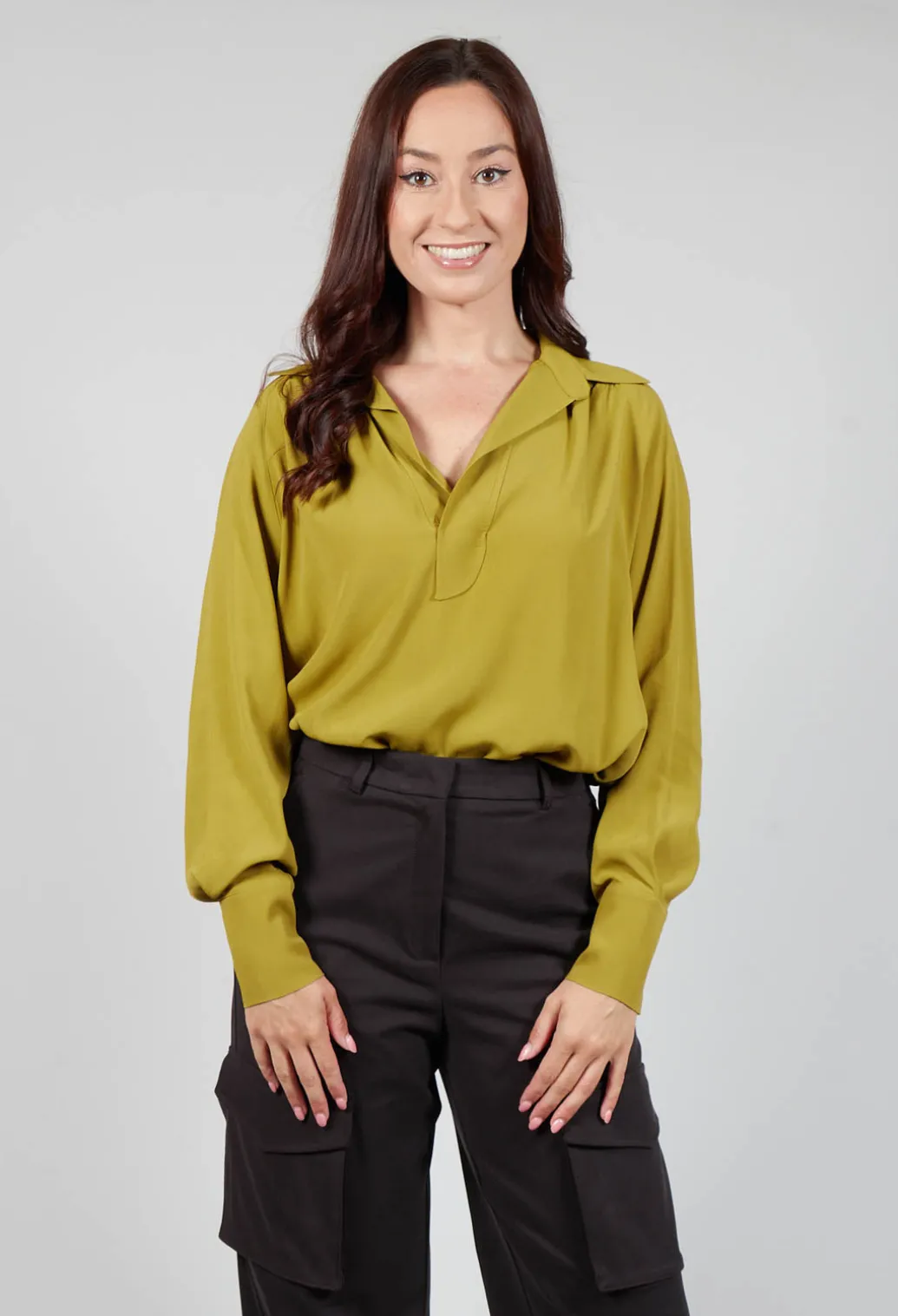 Torre Collared Blouse in Olio Yellow