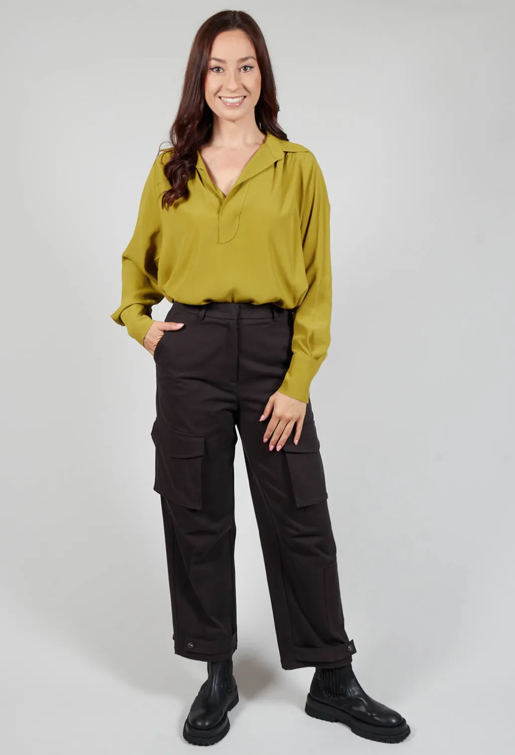 Torre Collared Blouse in Olio Yellow