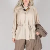Torre Lightweight Pleated Shirt in Beige