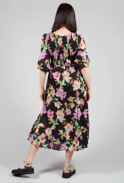 Trapani Dress in Black Floral Print