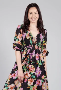 Trapani Dress in Black Floral Print
