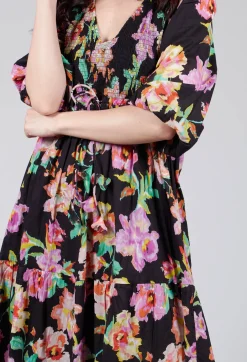 Trapani Dress in Black Floral Print