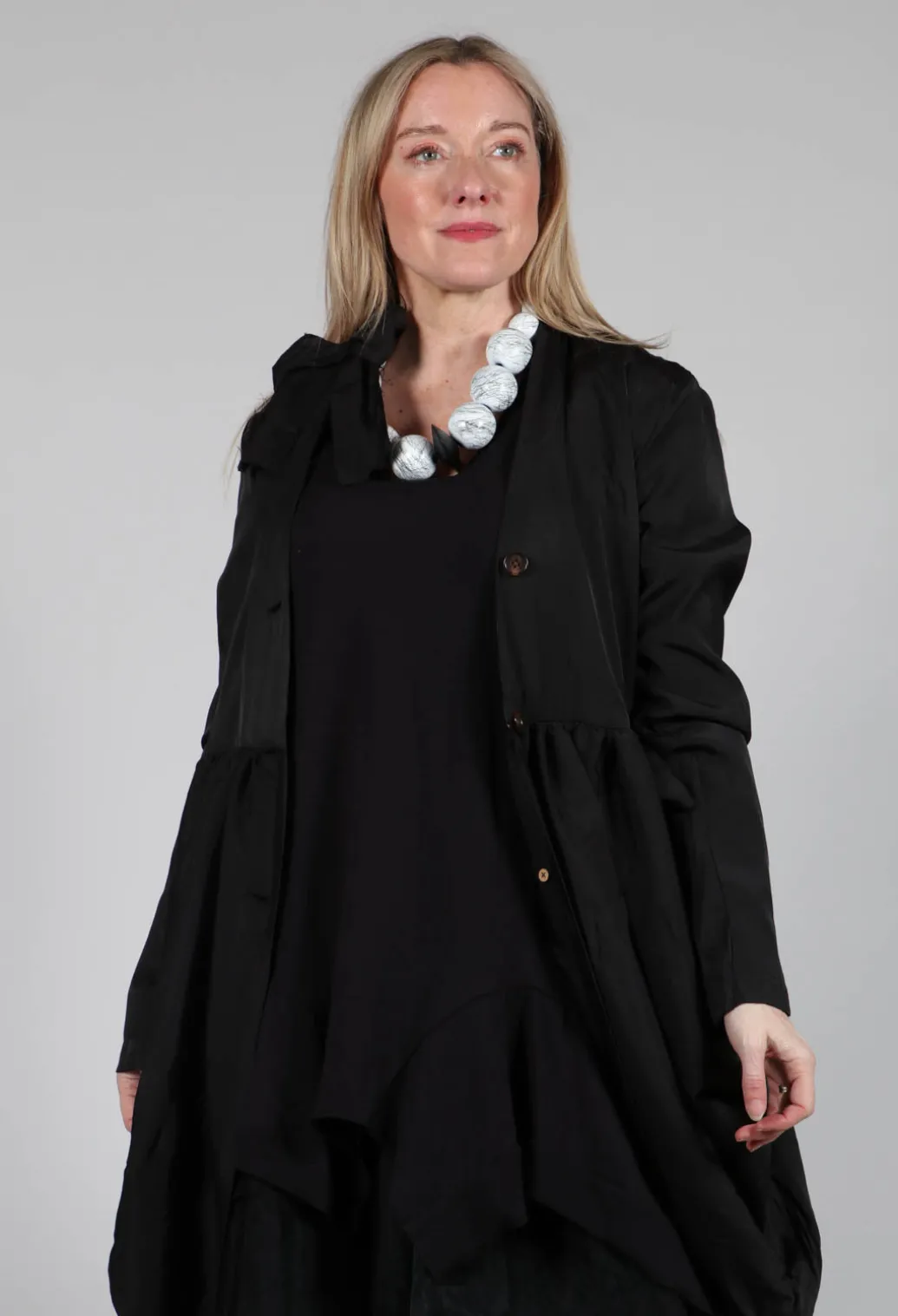 Treasury Drape Coat in Black