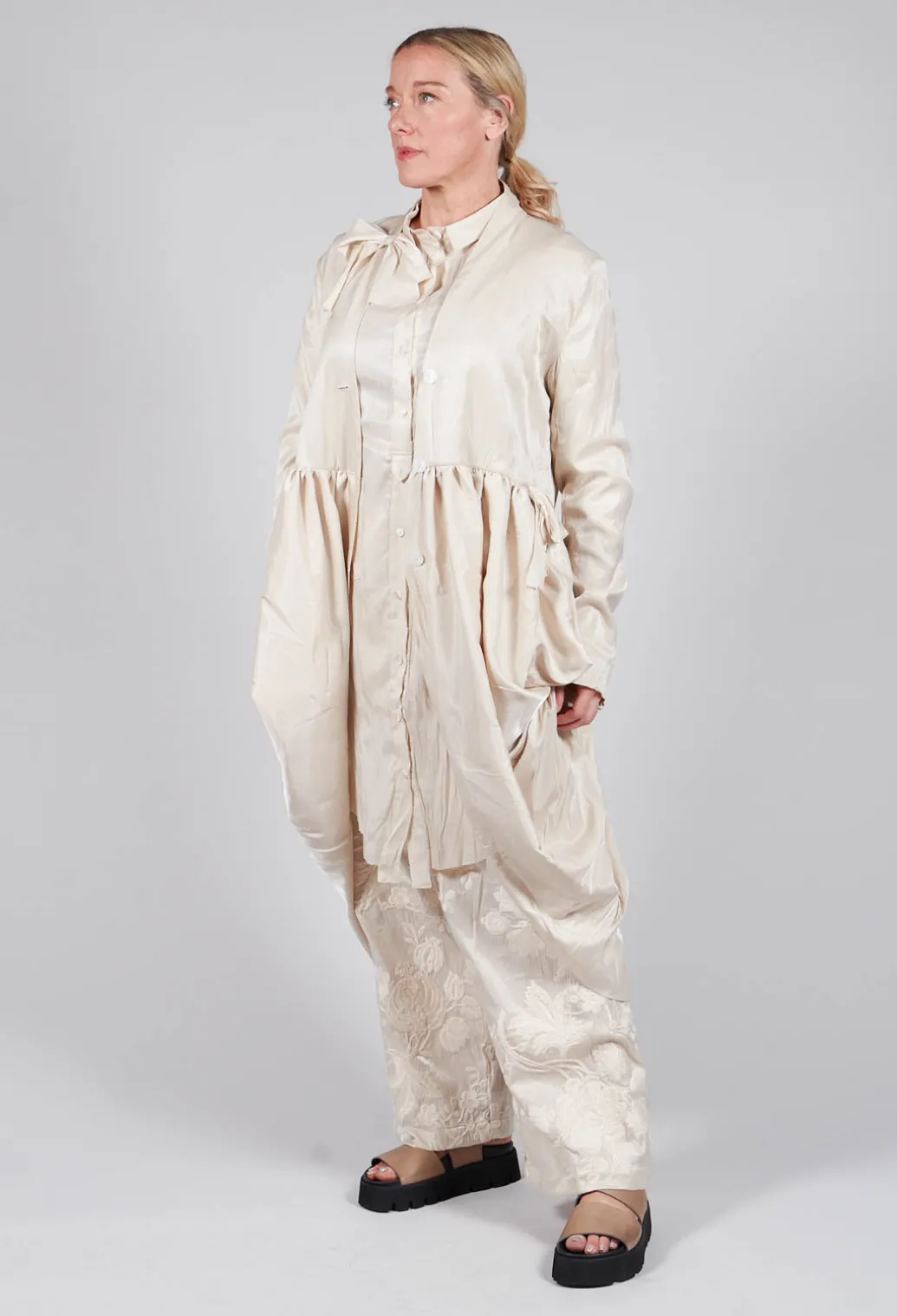 Treasury Drape Coat in Cream