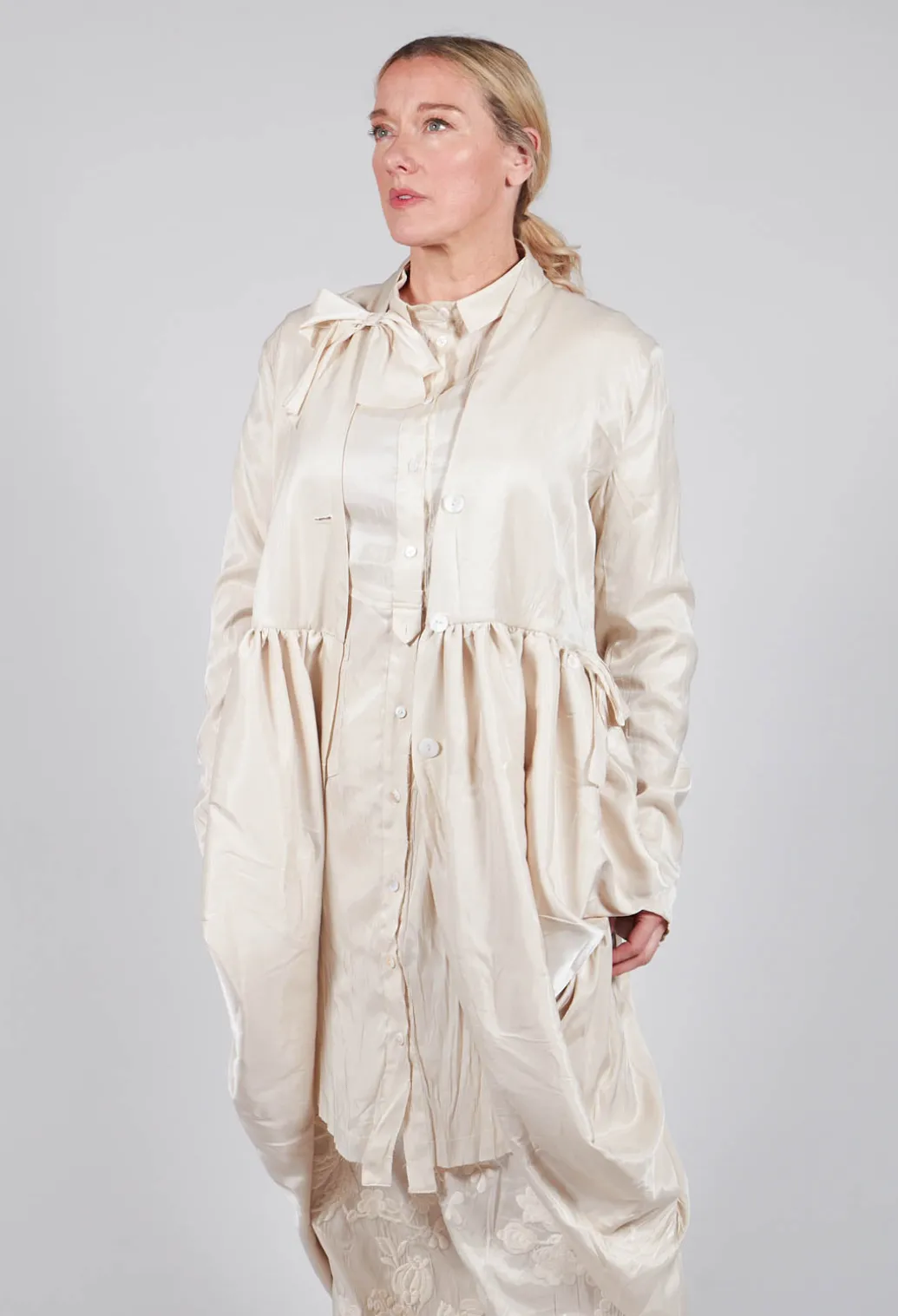 Treasury Drape Coat in Cream