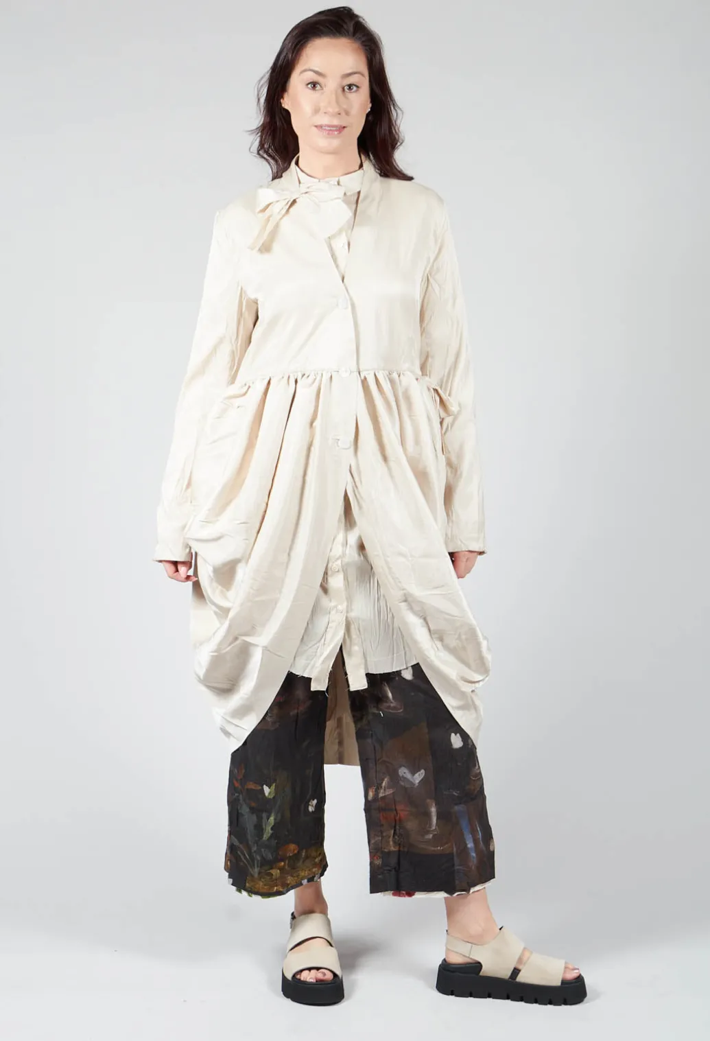 Treasury Drape Coat in Cream