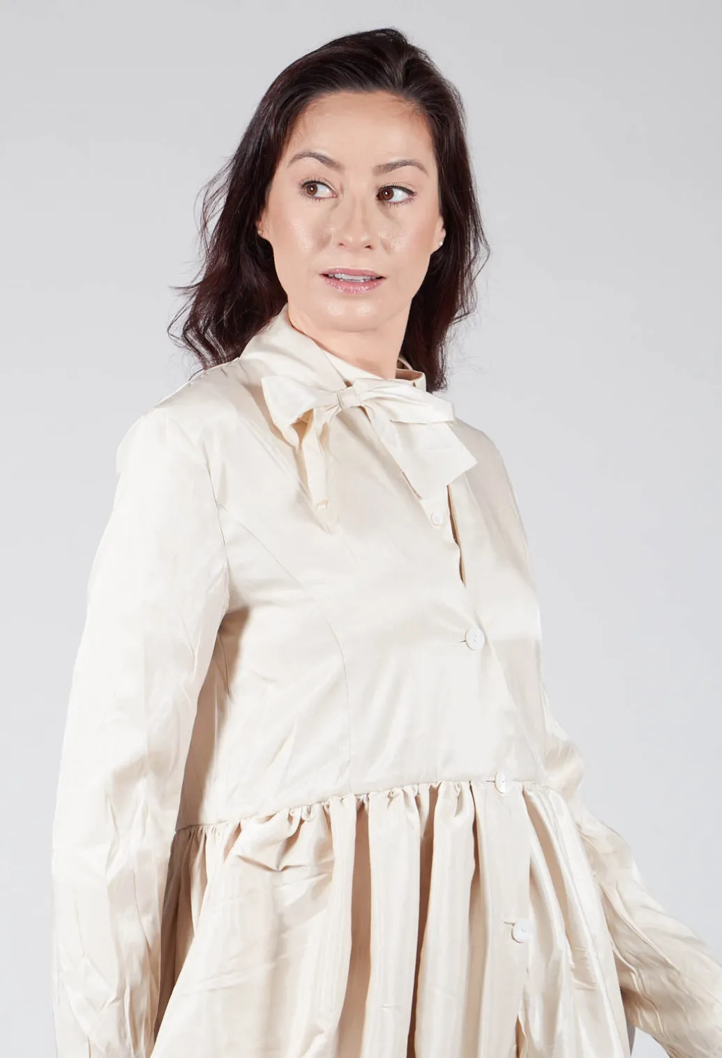 Treasury Drape Coat in Cream