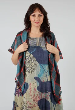 Triangle Scarf in Tartan Celeste