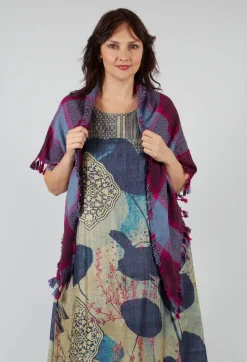 Triangle Scarf in Tartan Bordeaux