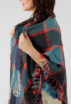 Triangle Scarf in Tartan Celeste