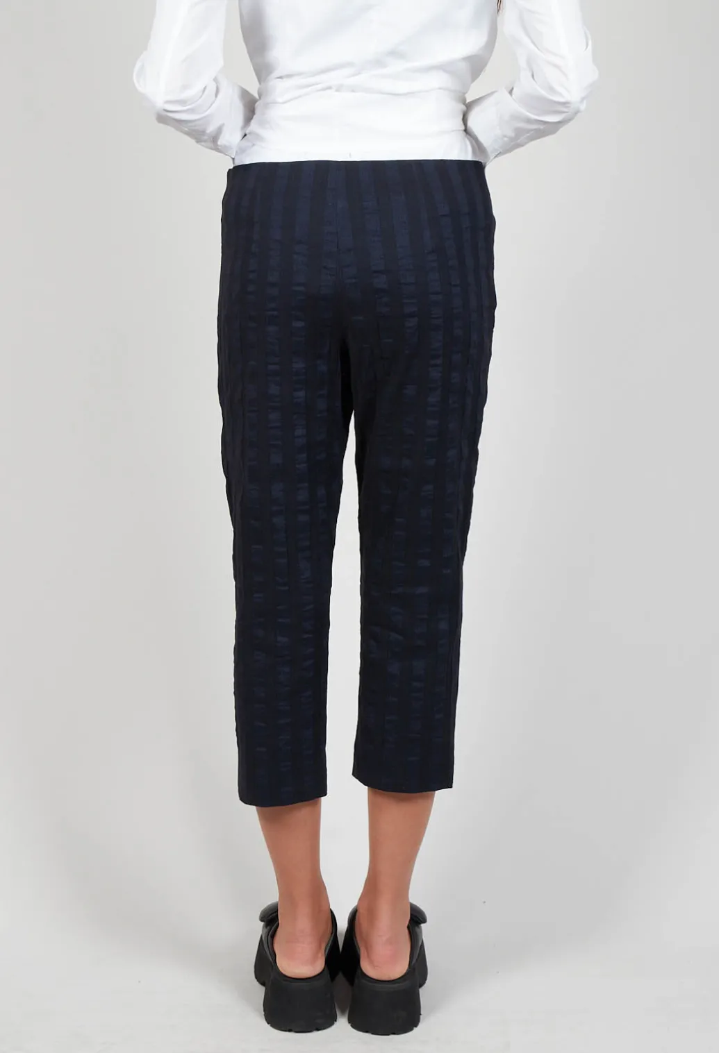 3/4 Trousers in Stripe / Navy