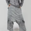 Trousers with Bleached Stitching in Pencil Cloud