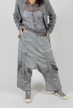 Trousers with Bleached Stitching in Pencil Cloud