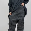 Trousers with Bleached Stitching in Coal Cloud
