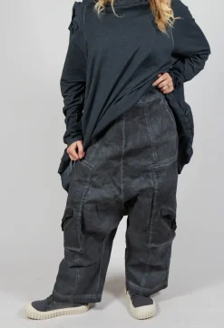 Trousers with Bleached Stitching in Coal Cloud