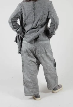 Trousers with Bleached Stitching in Pencil Cloud