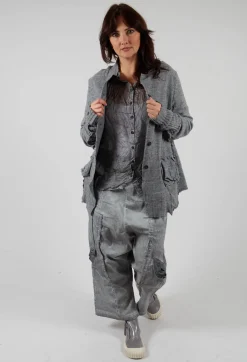 Trousers with Bleached Stitching in Pencil Cloud