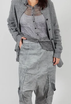 Trousers with Bleached Stitching in Pencil Cloud