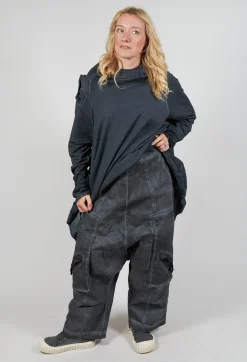 Trousers with Bleached Stitching in Coal Cloud